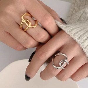 *Gold/Sterling Silver Knot Cross Adjustable Ring